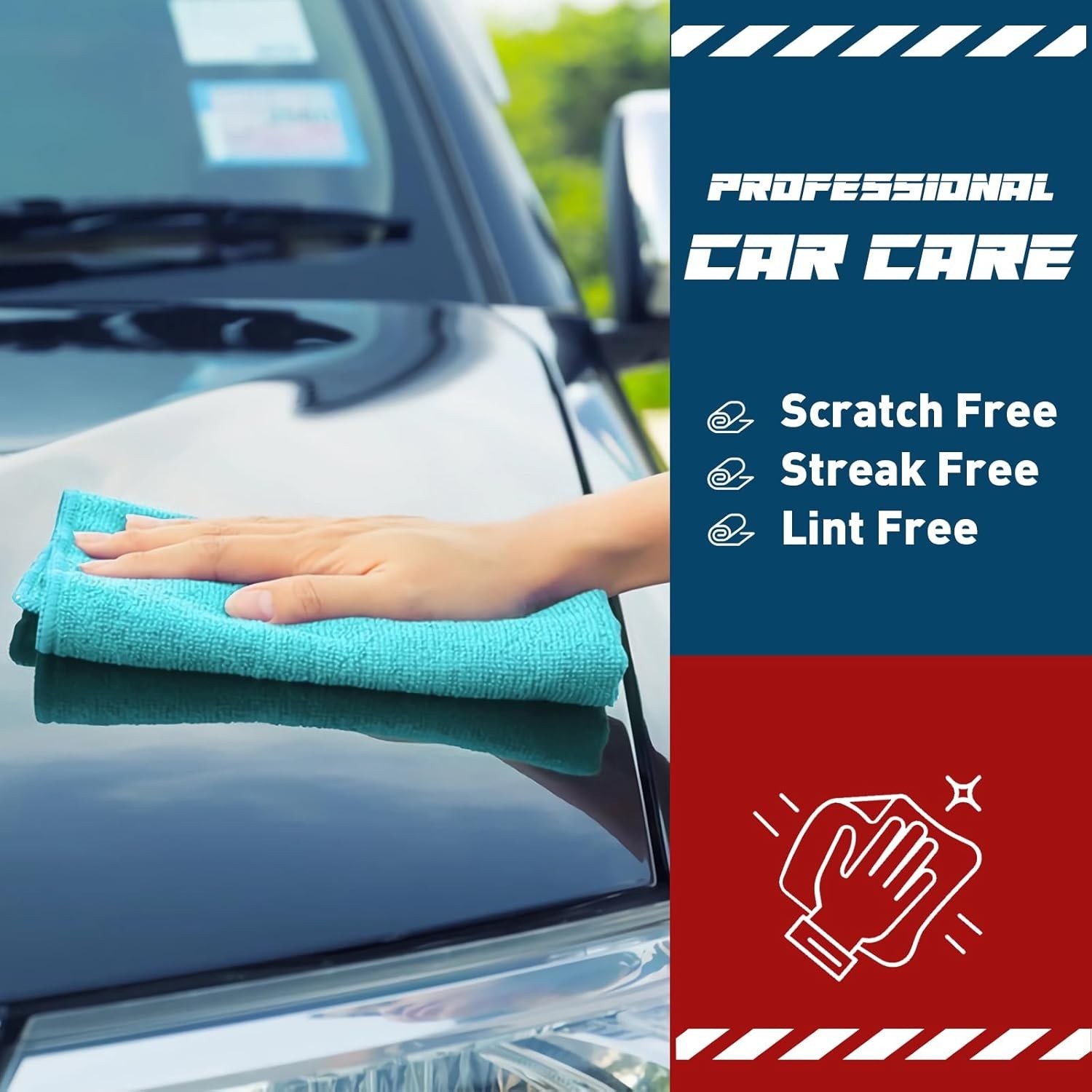 Reusable Microfiber Cleaning Towels - 50 Pack, Lint-Free & Machine Washable