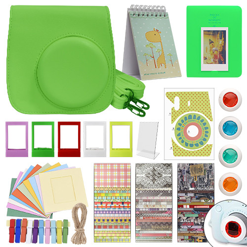 Deluxe Stylish Fun Accessory Kit for Fujifilm Instax Mini 9 Camera Lime Green