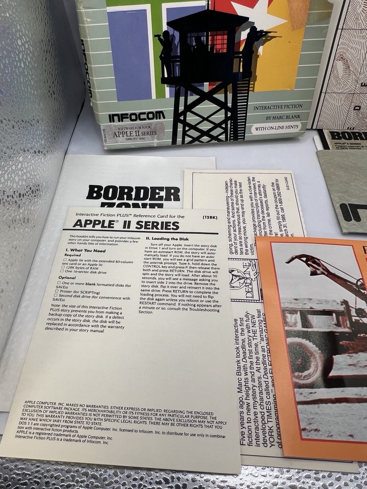 Vintage Border Zone Infocom Apple II Complete Box Set Big Box Untested