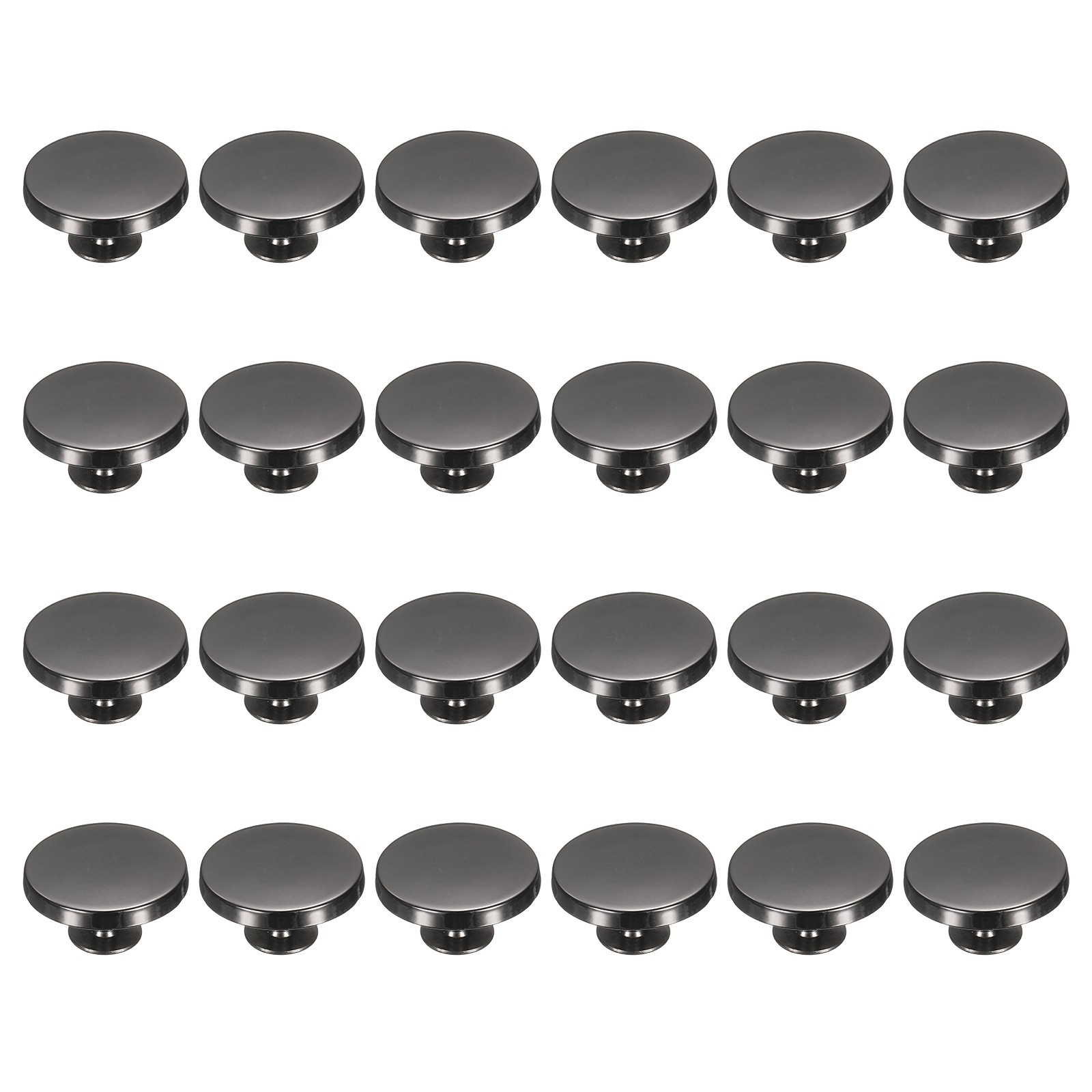 24 Pcs Flat Head Button Stud 18mm Screw Back Rivets Stud Set, Black