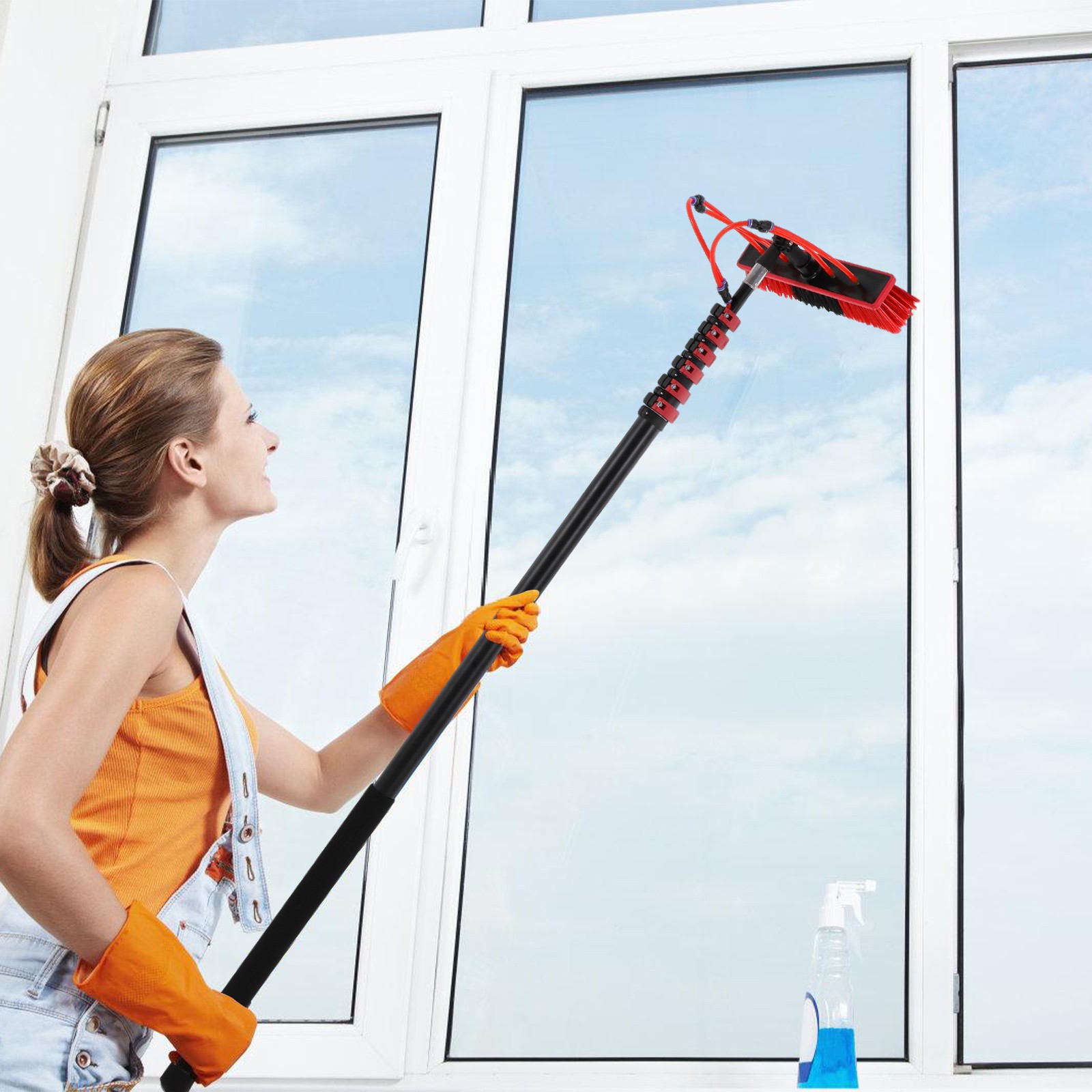 Solar Panel Cleaning Brush Outdoor Window Adjustable Pole Cleaning Kit Modern