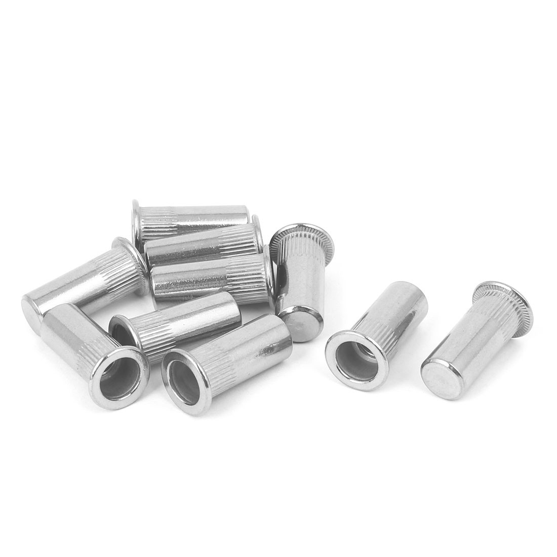 M8x27mm 304 Stainless Steel Straight Knurled Closed End Rivet Nut Fastener 10pcs