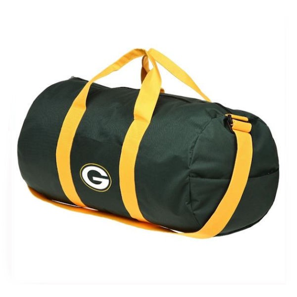 FOCO Green Bay Packers Vessel Barrel Duffle Gym and Travel Bag in Team Colors