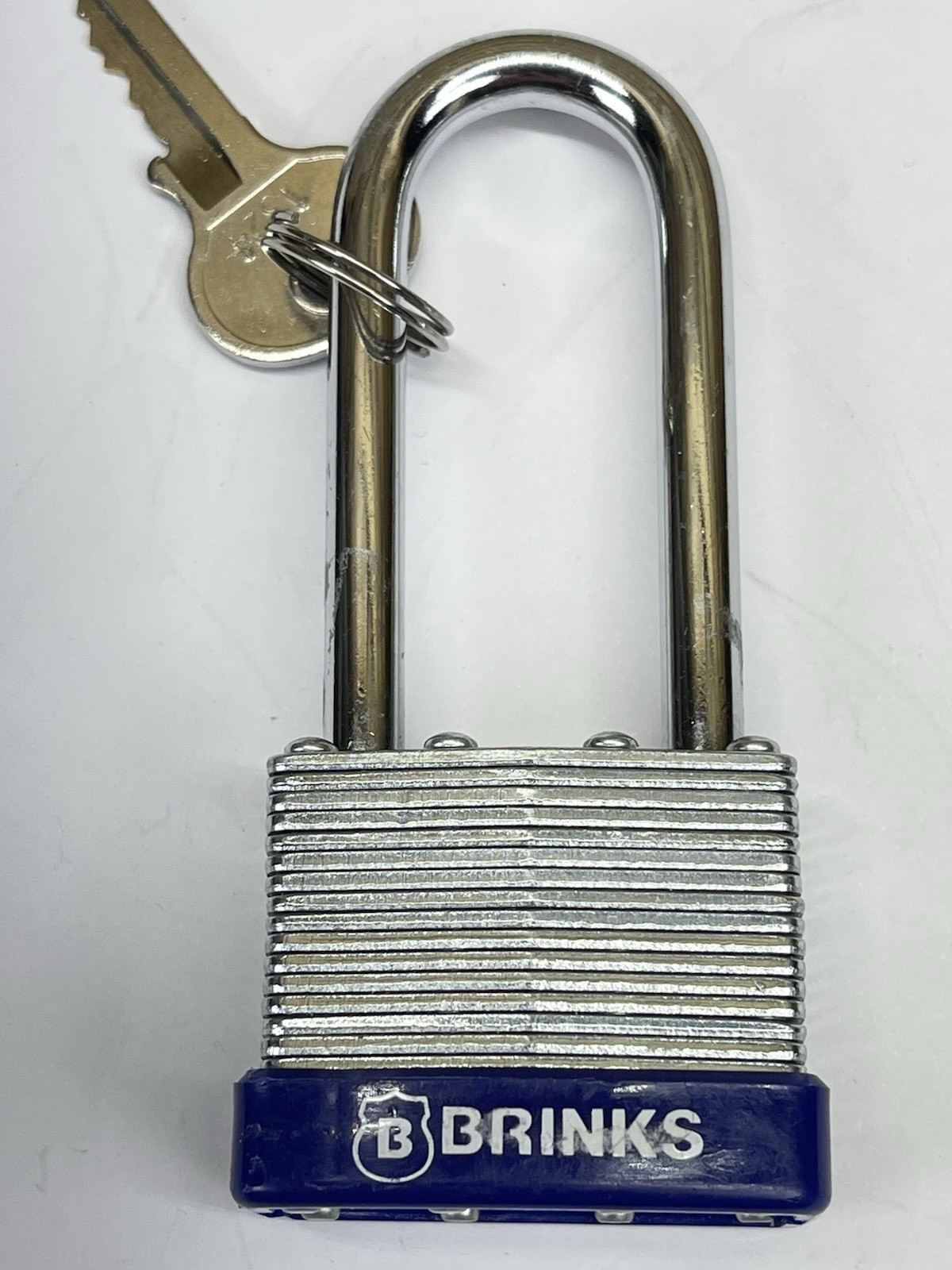 NEW Brinks Laminated Steel 40mm Keyed Padlock 2 1/4" Long Shackle  ONE Key