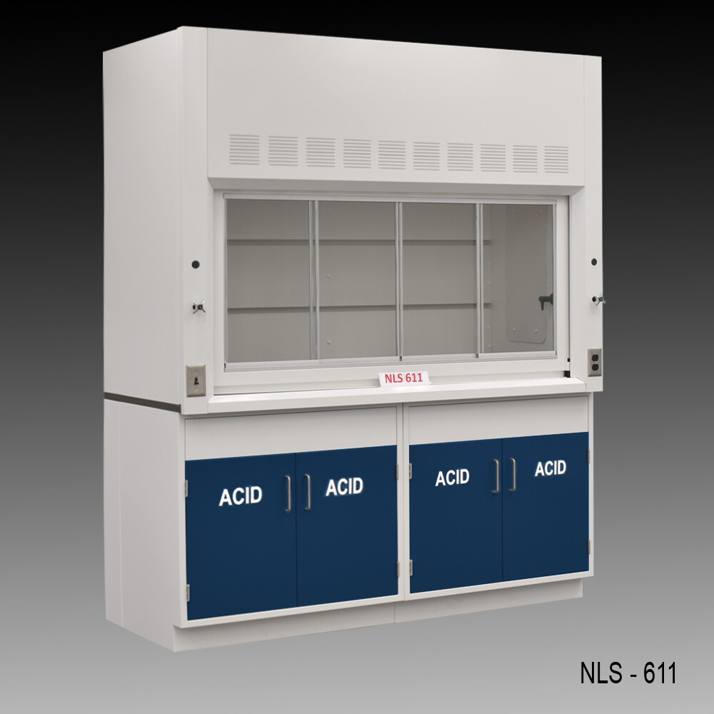 Fisher American 6 ft Fume Hood w/ ACID Storage Cabinets / E2-126