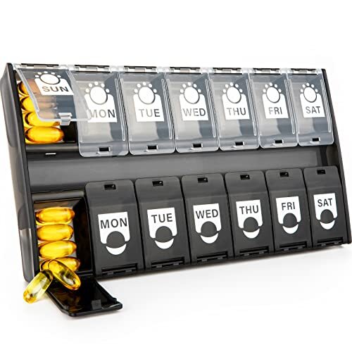 Extra Large Weekly AM/PM Pill Organizer 2 Times A Day Vitamin Pill Box Holder