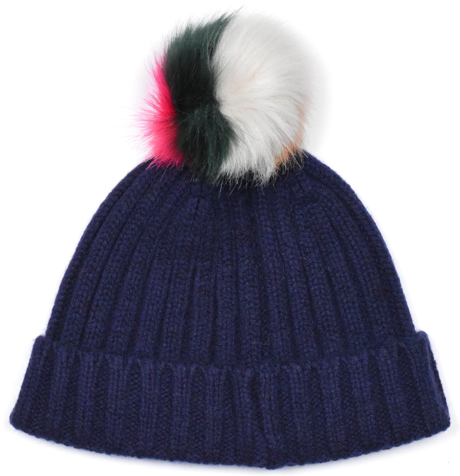 Qty 3: J.Crew Women's Rib-Knit Beanie, Faux-Fur Pom-Pom - Lilac, Peach, Navy NWT