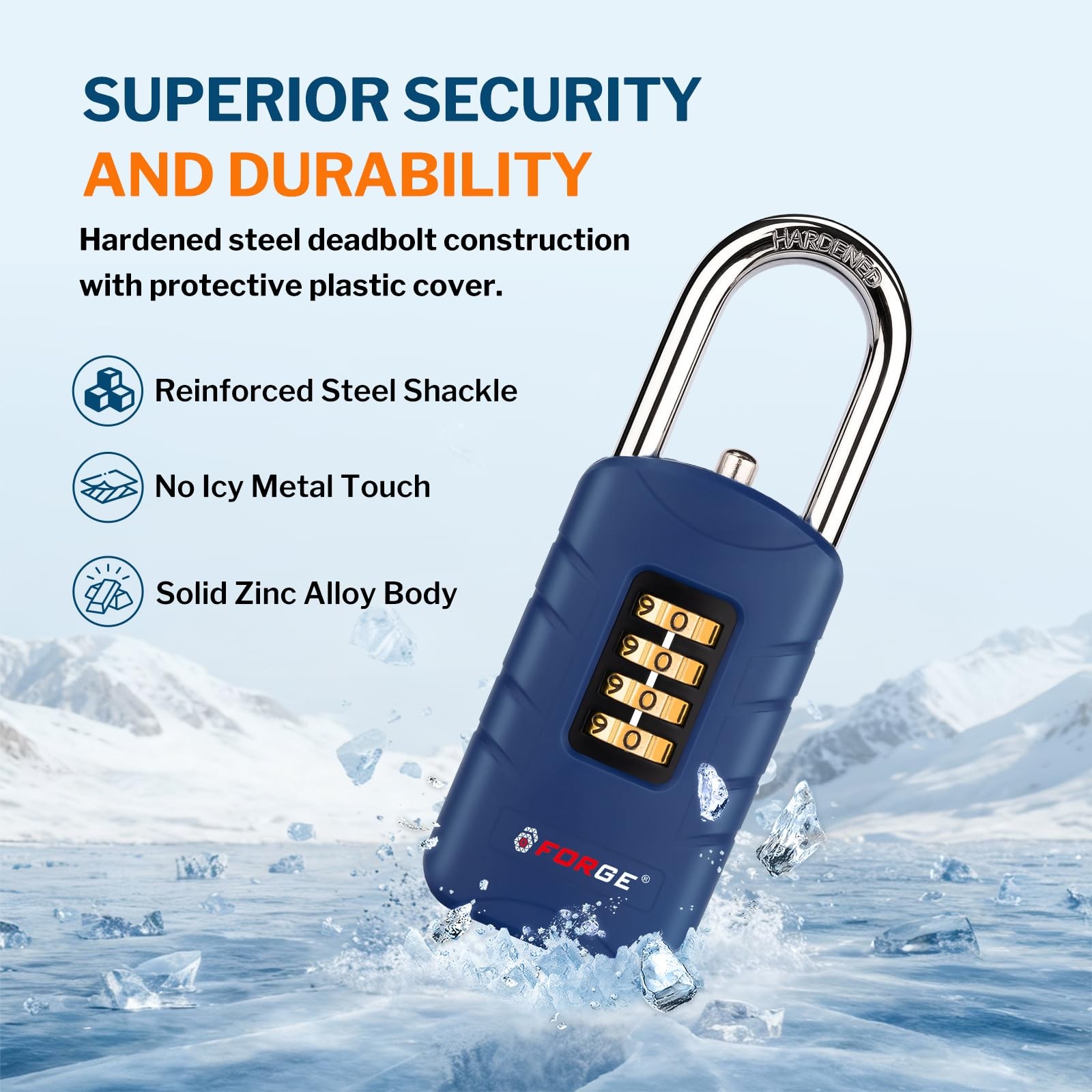 Forge 4-Digit Combination Padlock with Backup Keys, Recover Forgotten Code, W...