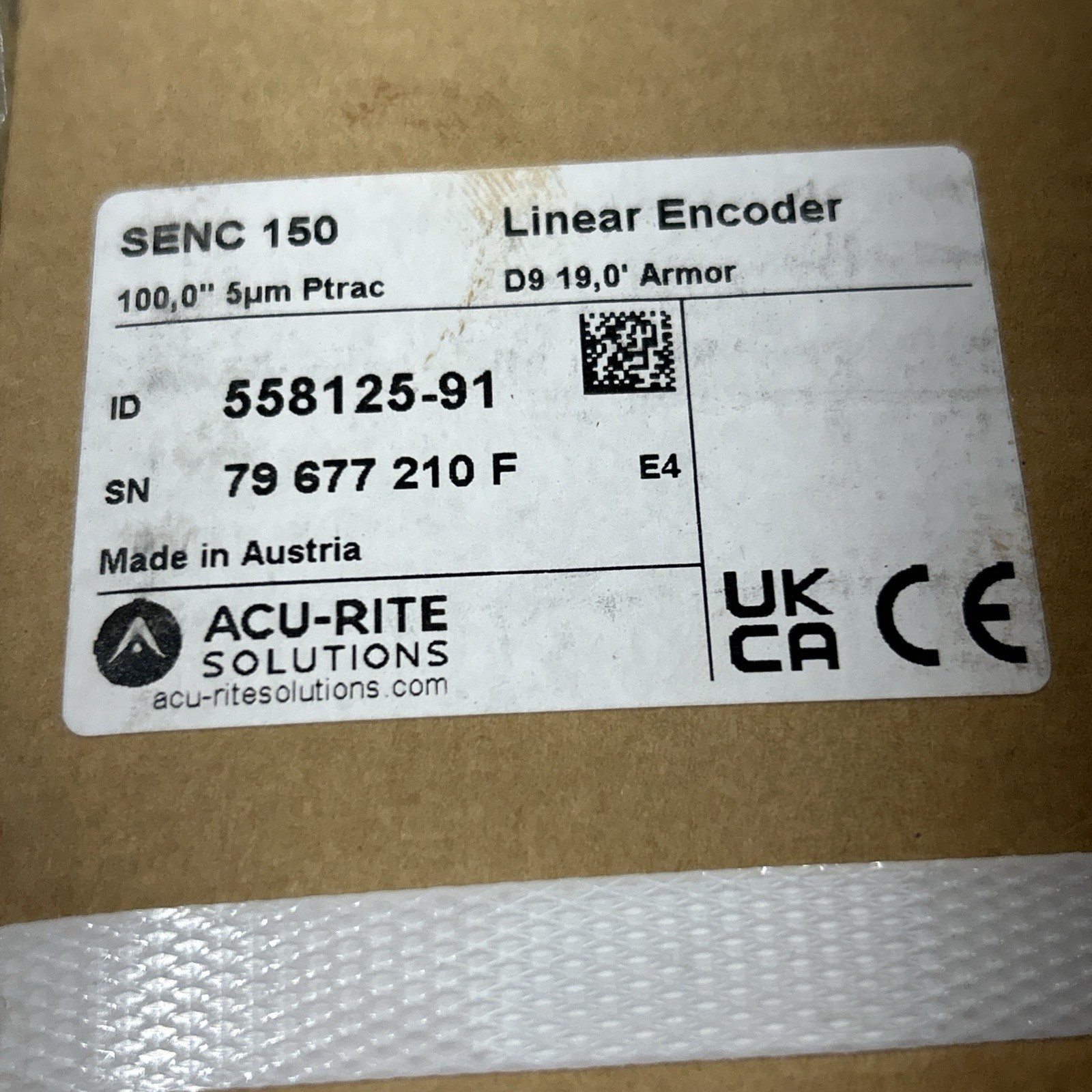Acu-rite Linear Encoder. Senc 150. 100” Scale 558125-91. 19’ Armor