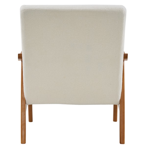 Solid Wood Armrest Simple Single Indoor Leisure Chair with Backrest In Beige