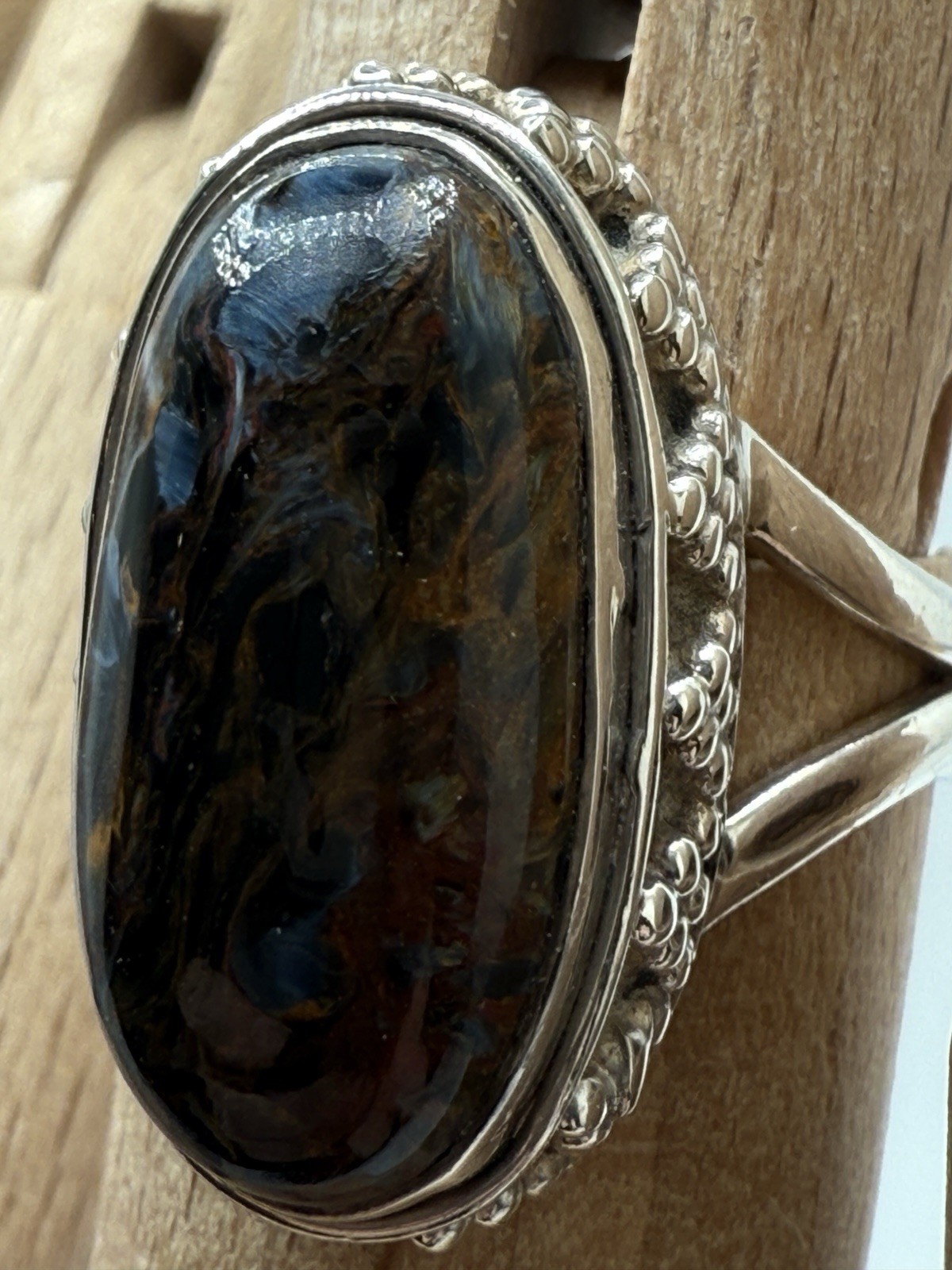 Handmade Sterling Silver Pietersite ring Size 7