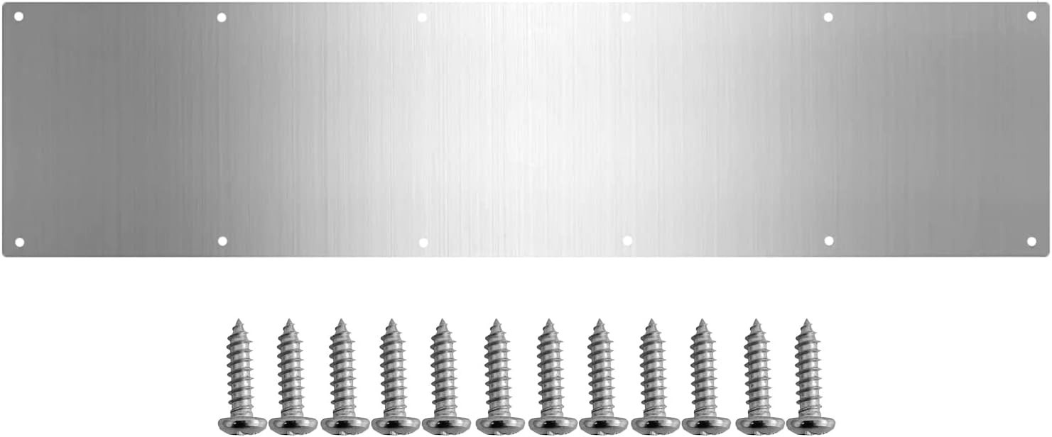 GALOFAY Door Metal Kick Plate 10x34 inches Aluminum Decorative Silver