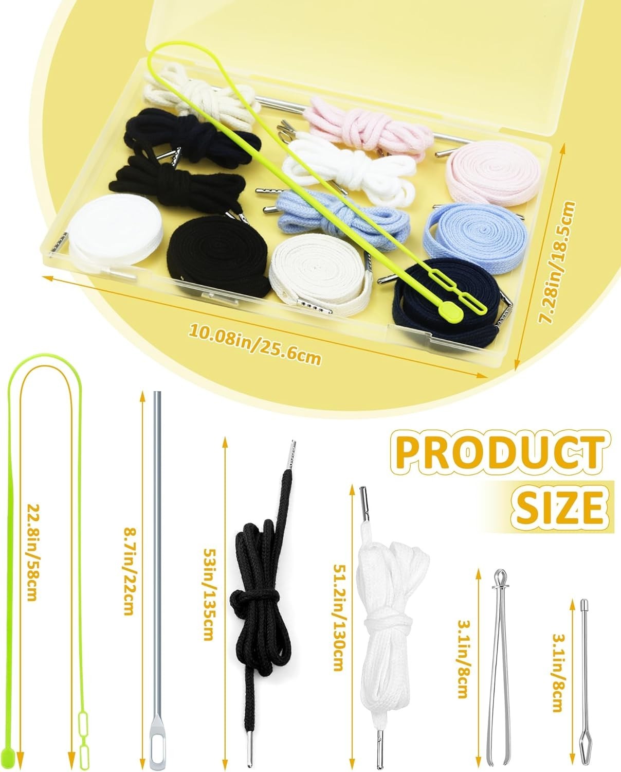 16pcs Drawstring Cord Kit-12pcs Hoodie Strings Flat & Round,Black & White wit...
