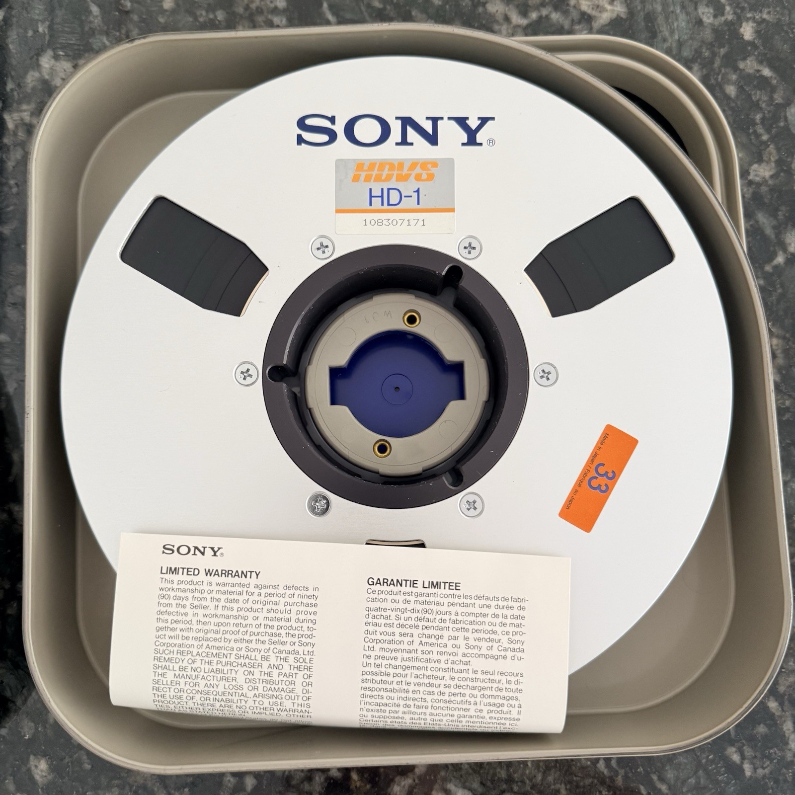 Sony HD-1 HDVS High Definition Video Tape Reel NOS w/ Case Rare