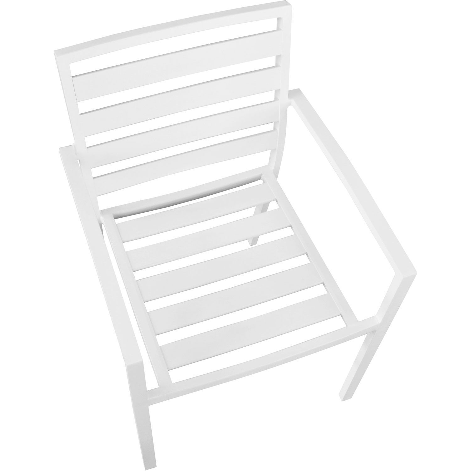Global Industrial Aluminum Slatted Dining Armchair White 4 Pack
