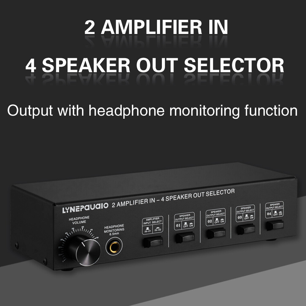2 in 4 Out Speaker Selector Switch Box 4 Zone Amplifier & Speaker Selector O1Z2