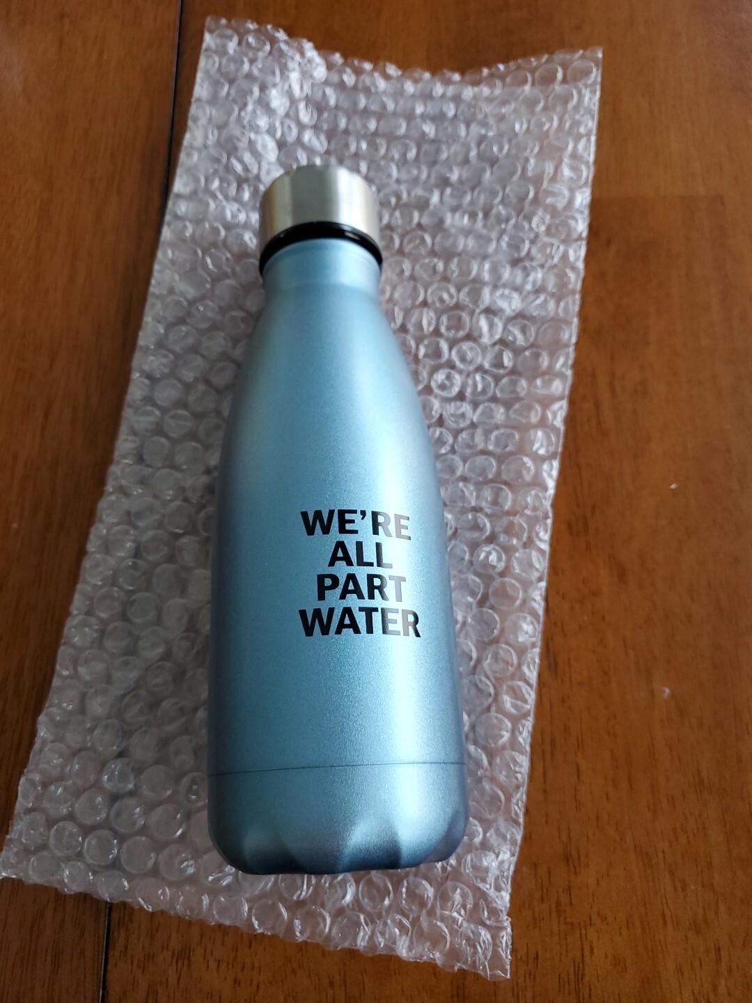 Victoria's Secret Pink Metal Water Bottle - Blue "We're All Part Water"