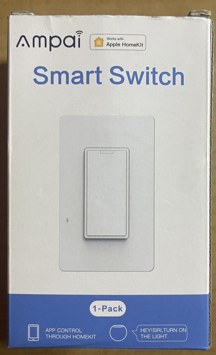Ampai Smart Light Switch - Single Pole, Neutral Wire Required - 2.4Ghz Wi-Fi