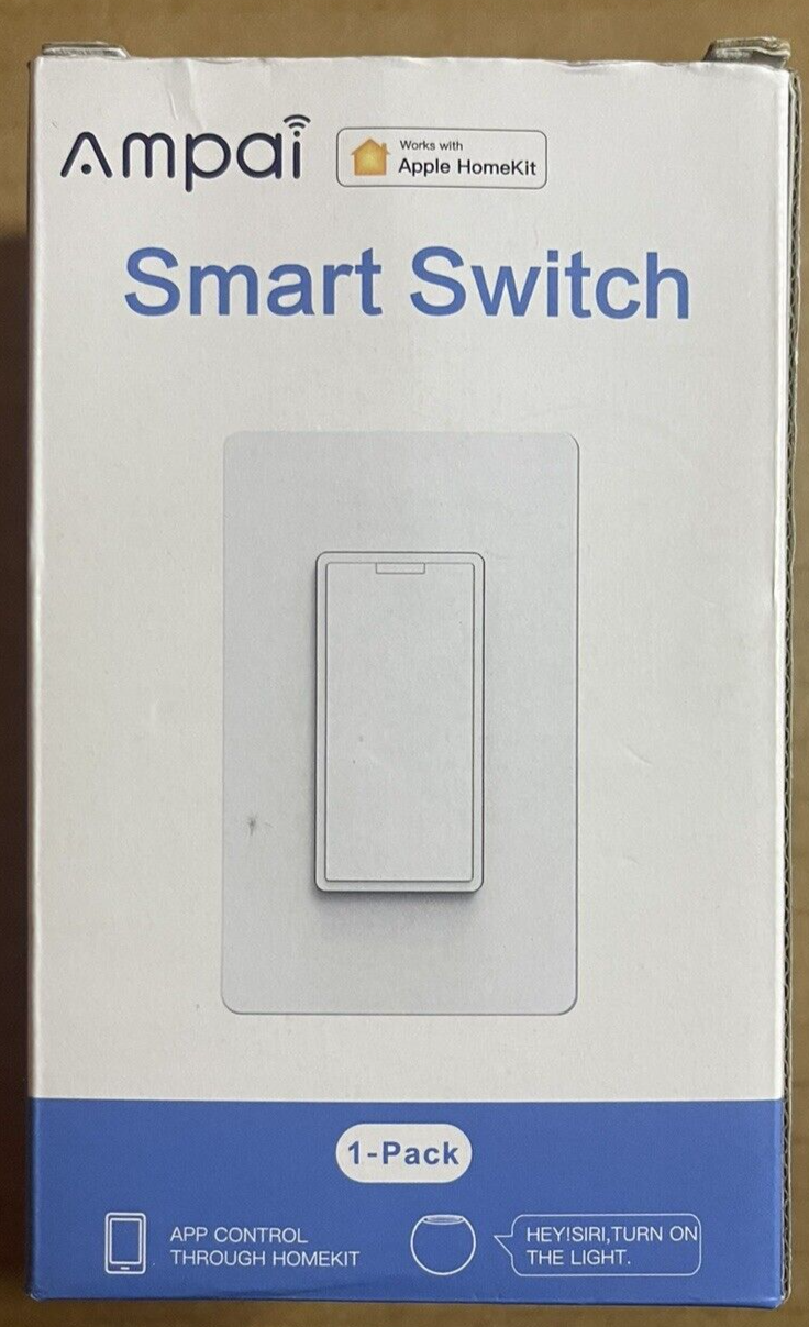 Ampai Smart Light Switch - Single Pole, Neutral Wire Required - 2.4Ghz Wi-Fi