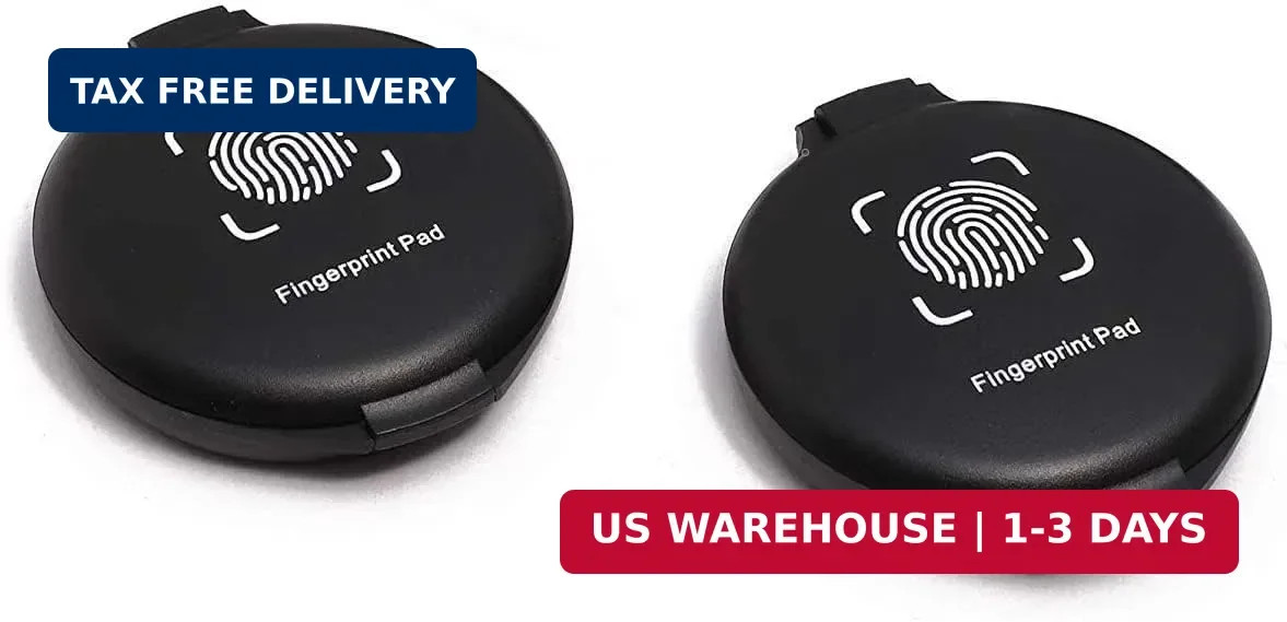 Fingerprint Ink Pad (Pack of 2) - Thumbprint Ink Pad for Notary Supplies Identif