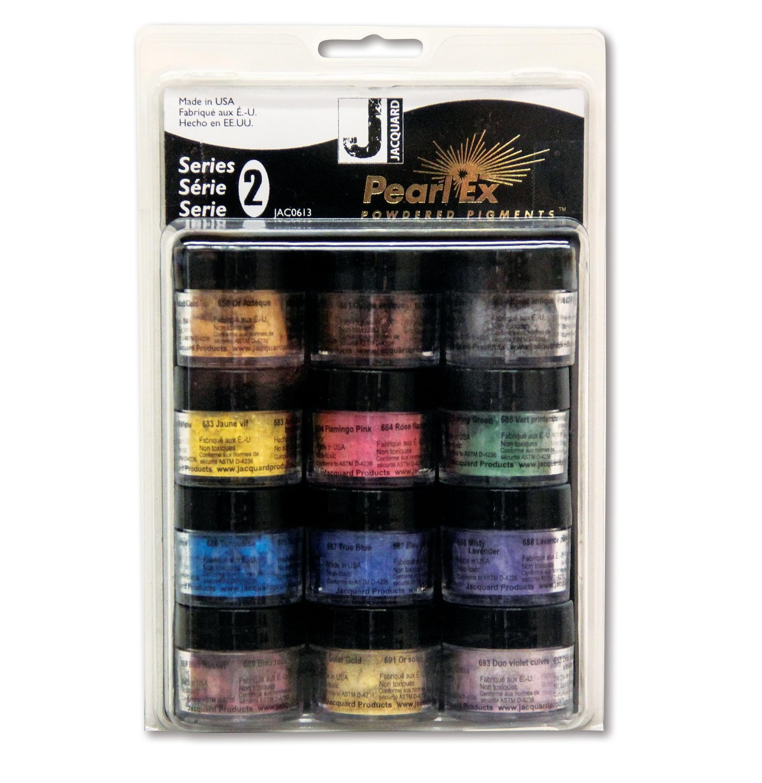 Jacquard Pearl Ex Pigment Series, 12 Color Set 3 Gram Jars Powder for Epoxy R...