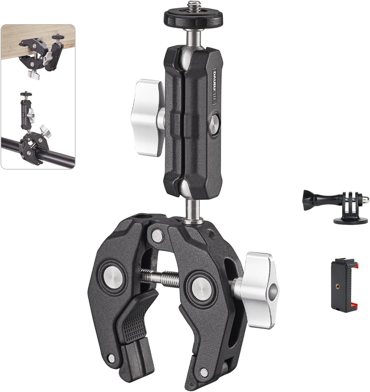 Super Clamp Camera Clamp Mount Monitor 360°Ballhead Magic Arm Double Ball Head A