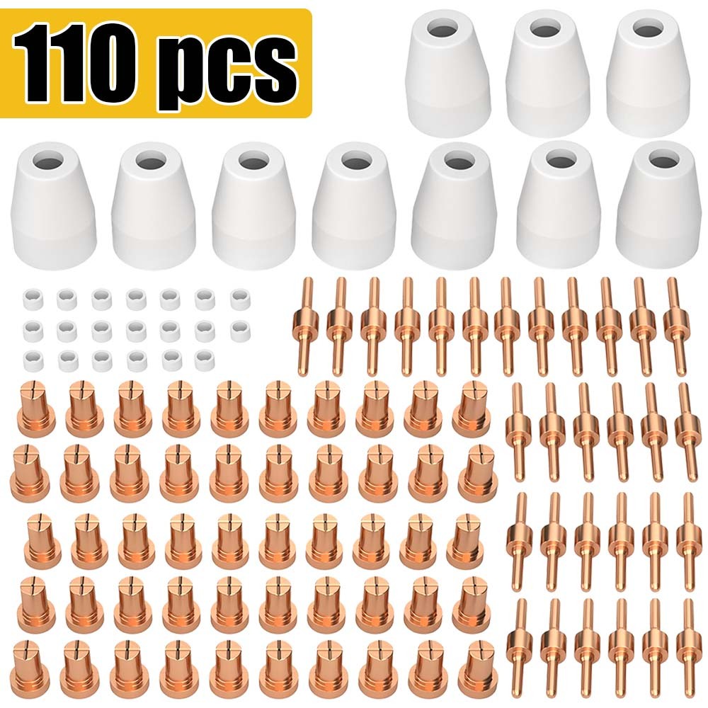 110Pc PT31 LG40 40A Plasma Cutter Electrode Tips Cup Nozzle Nickel Plated Extend