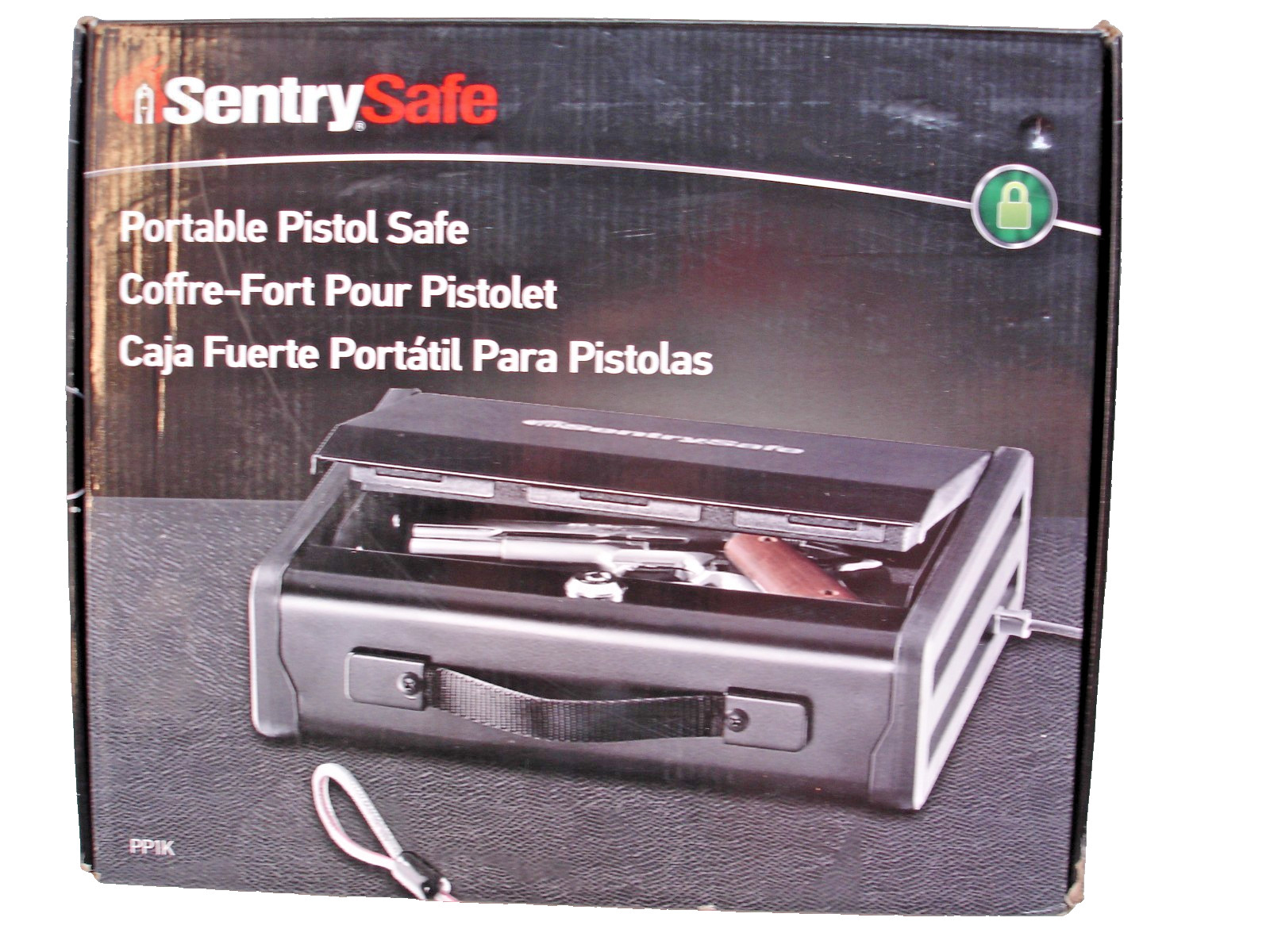 NEW SentrySafe PP1K Portable Pistol Safe with steel tether included Gun Safe