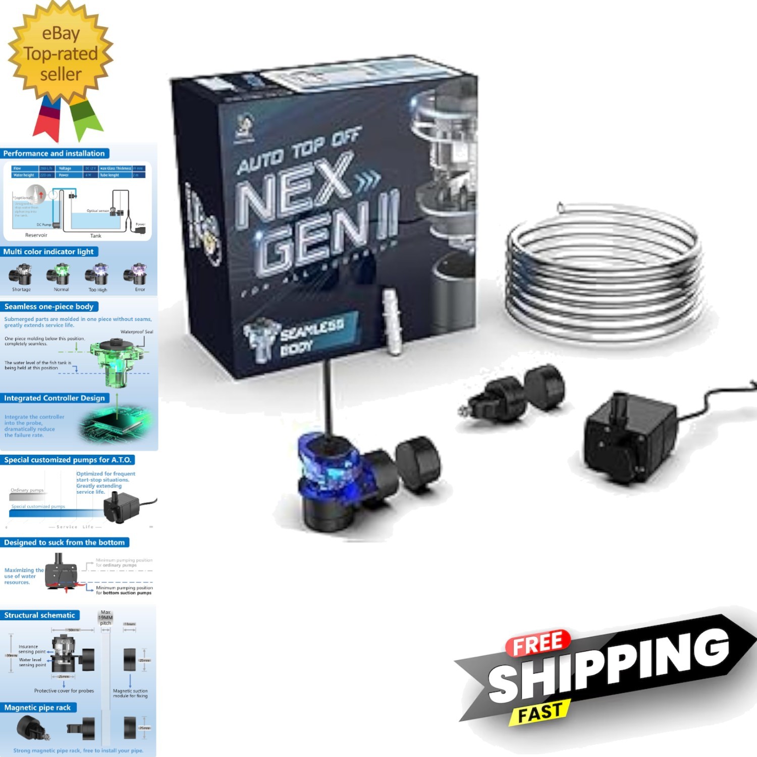 Next-Gen ATO System for Reef Tanks – Integrated Controller & Bottom-Suction Pump