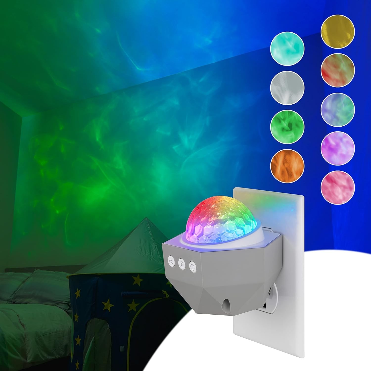 Enbrighten Galaxy Projector – Wall Plug-in Night Light with White - Plug-In