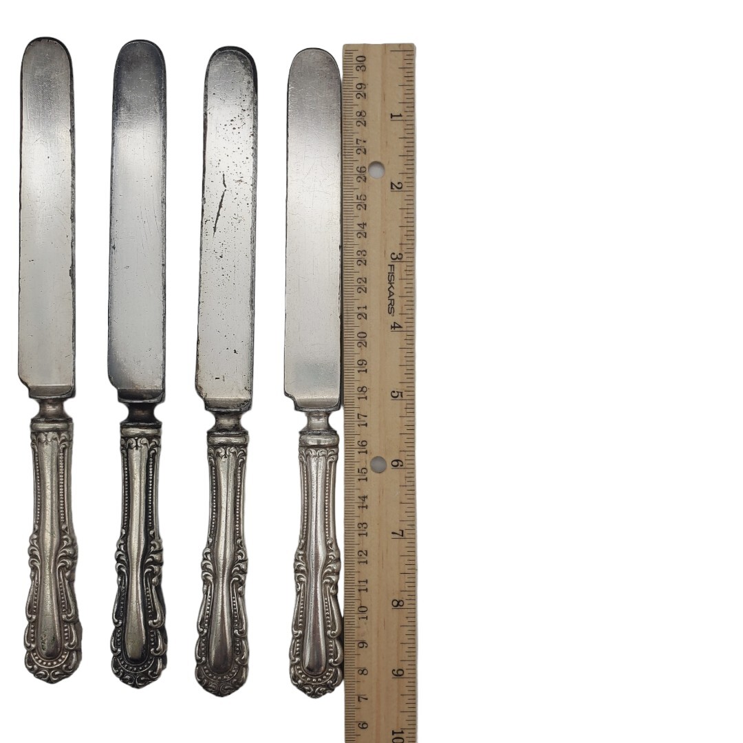 Rodgers International Silver Chelsea 1897 Blunt Dinner Knives Set 6 Plated Antiq