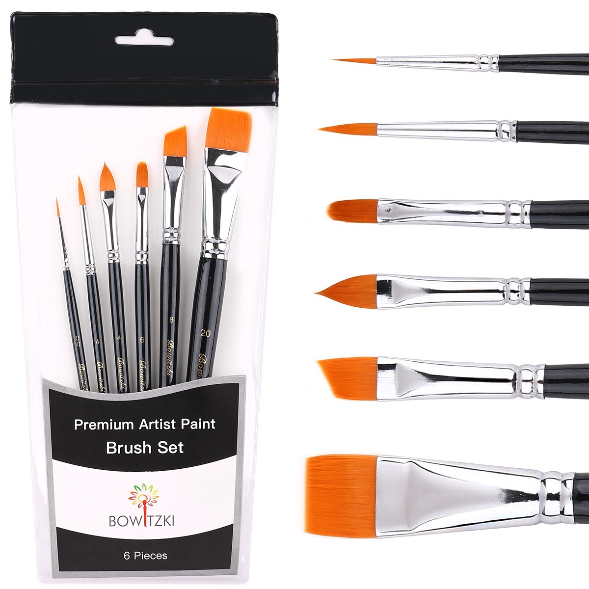 Bowitzki Professional Face Paint kit Split Cakes 1 Stroke Body Paint Brushes Set