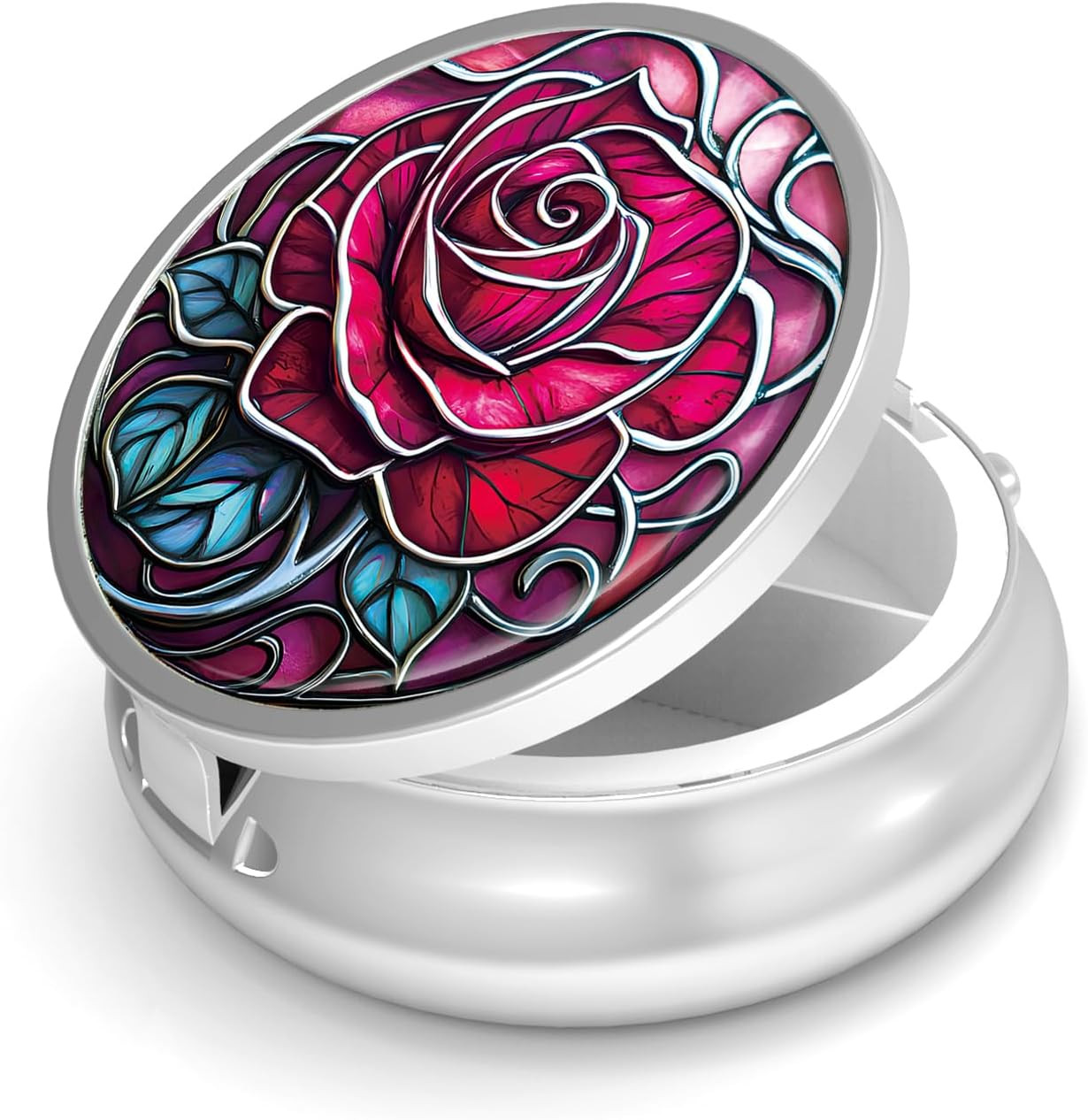 Pill Box-3 Compartment Small Pill Case for Purse & Pocket Mini Metal Pill Holder