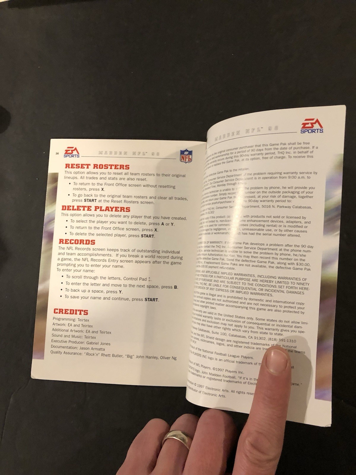 Madden 98 snes Manual only
