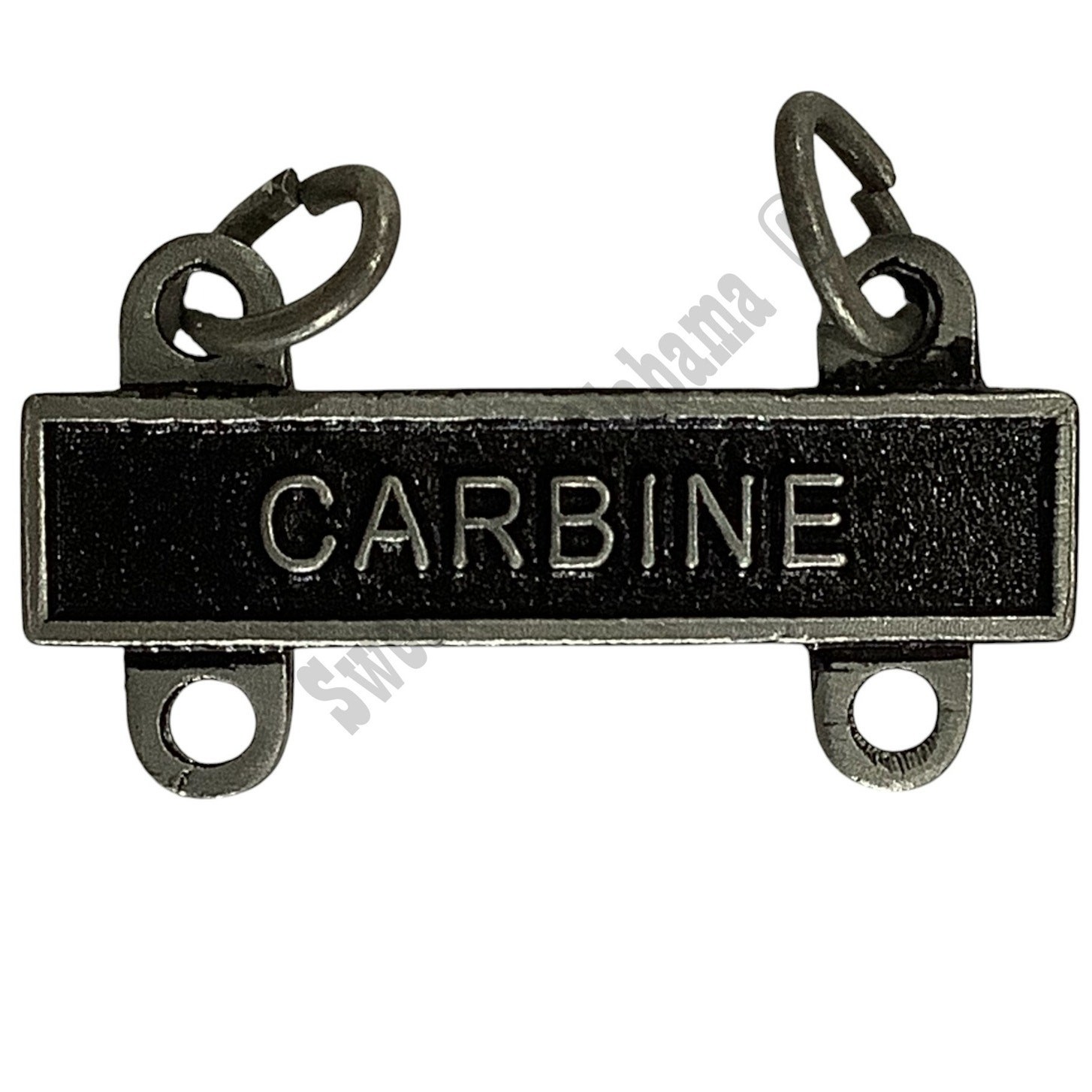 Military Qualification Bar, Carbine, Silver Text, Black Background, 1/2"H x 1"W