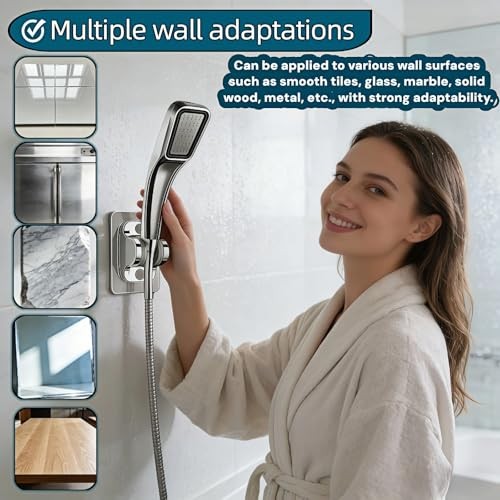 Shower Head Bracket wall Mounted - Heavy-Duty drillless Adjustable Handheld