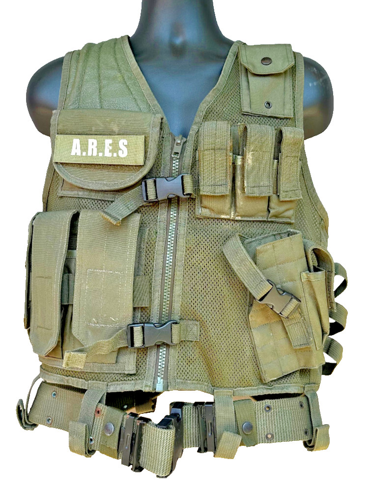 CrossDraw Tactical Vest Multicam 1000D Nylon MOLLE Olive Hunting Range Belt AdjU