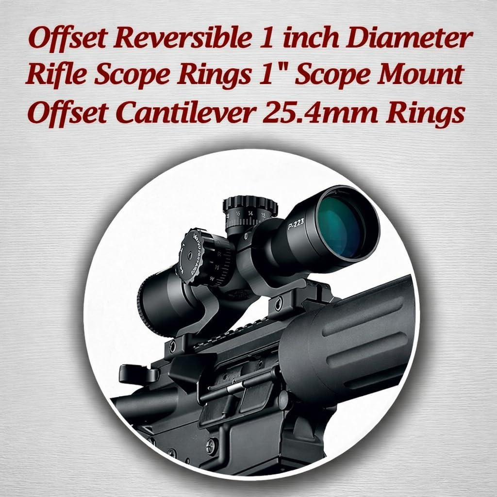 Offset Reversible 1 Inch Diameter Rifle Scope Rings 1" Scope Mount Offset Cantil