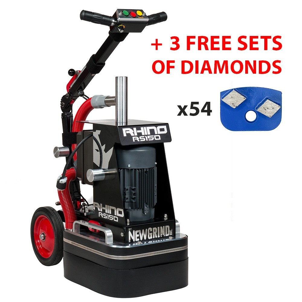 RHINO RS150 - CONCRETE GRIND MACHINE + 3 SETS OF FREE DIAMONDS
