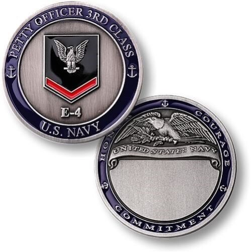 E4 = Petty Officer 3rd Class ~ Navy ~  PO3  ~ E-4 ~ U.S. Navy Challenge Coins ~