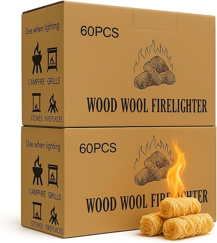 120 PCS Fire Starter – Natural Wax & Sawdust Wood Igniters for Grill, Fireplace,