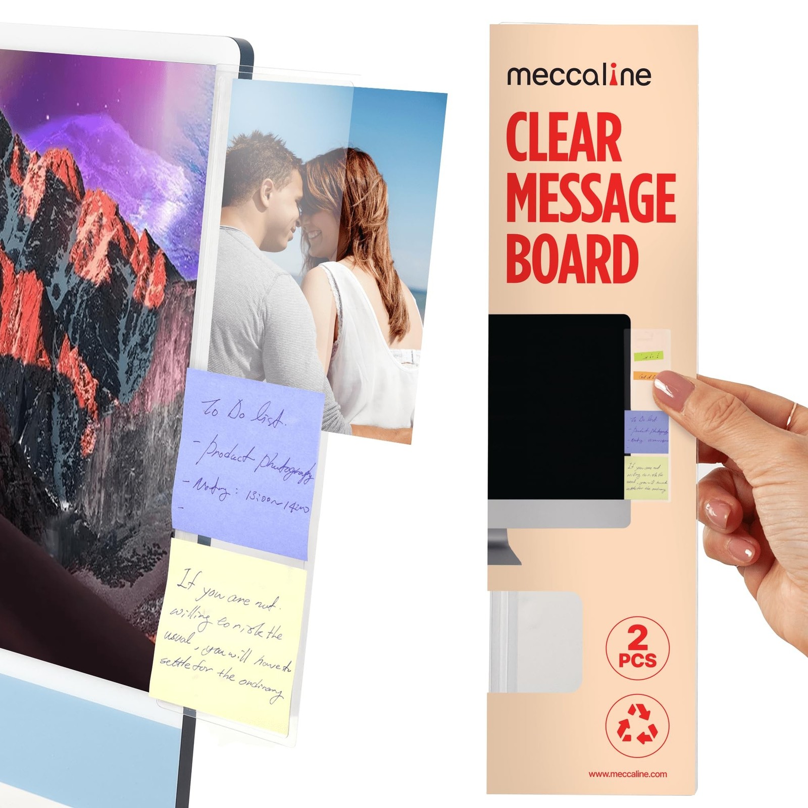Monitor Memo Board 2Pcs - Flexible Clear PET Computer Screen Sticky Note Hold...