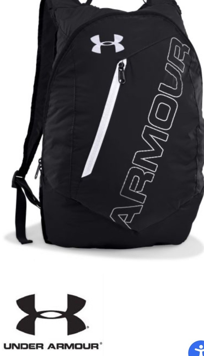 Under Armour Adaptable Packable Backpack Lightweight Zip Black Water Repellant