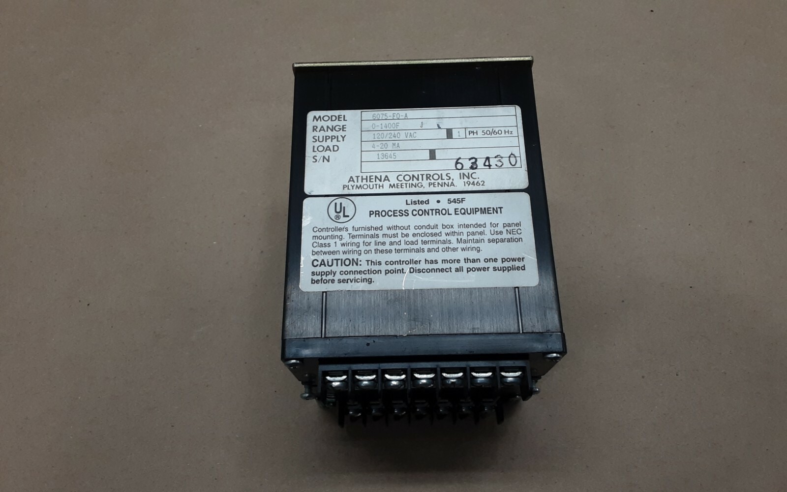 NOS ATHENA CONTROLS 6075-F0-A Temperature Controller HOUSING ONLY #14G29RM