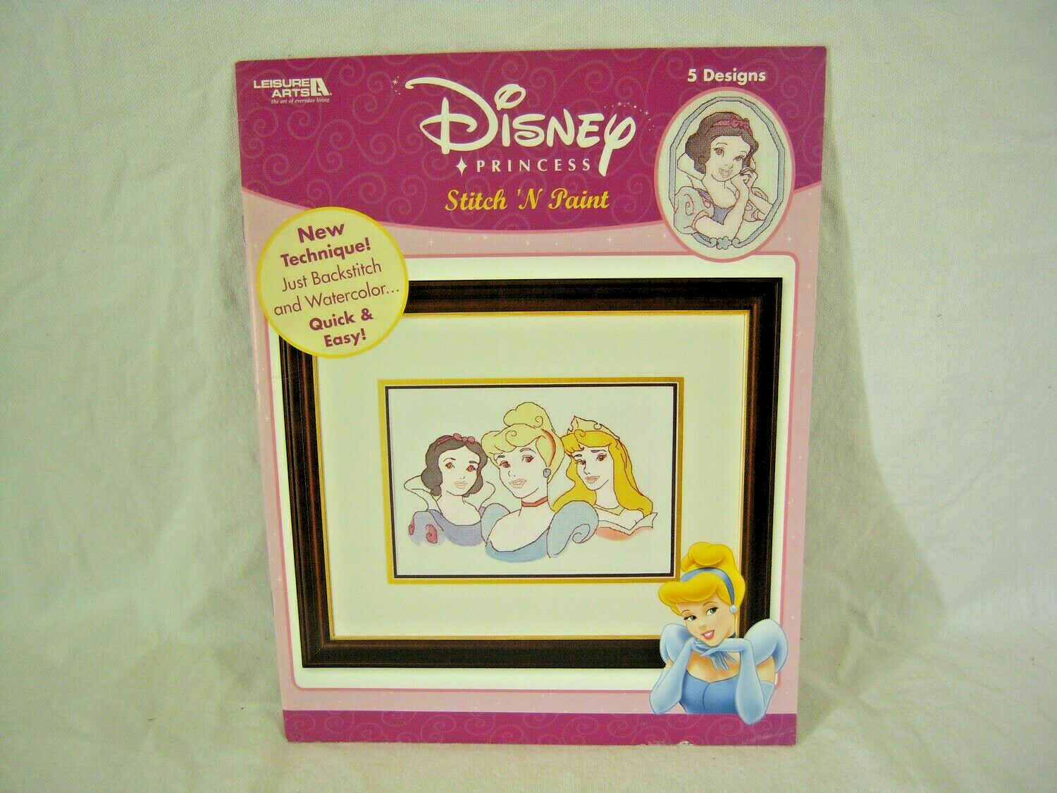 Disney Princess Stitch 'N Paint - backstitch & watercolor - Belle, Aurora, Snow