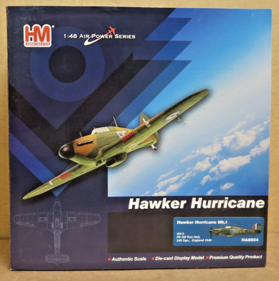 Hobbymaster HA8604 HURRICANE MK.1 PO Tom Neil 249 Sqn RAF 1940 1/48 Diecast