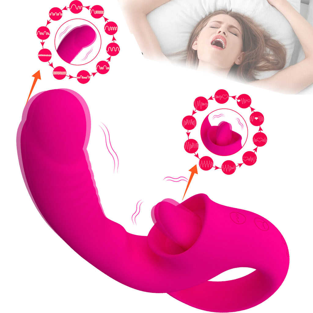 Clitoral Licking G Spot Vibrator Realistic Dildo Vibrating Sex Toy for Women
