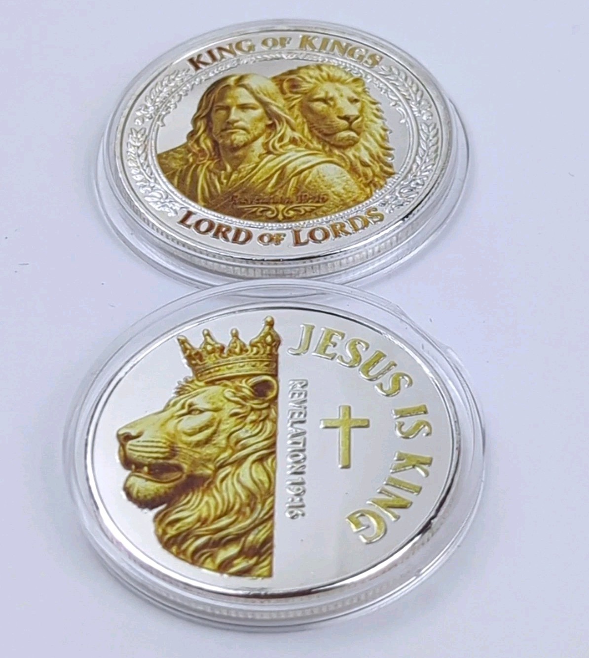 2pc JESUS is KING Coin Set - KING of KINGS, LORD of LORDS, Revelations 19:16
