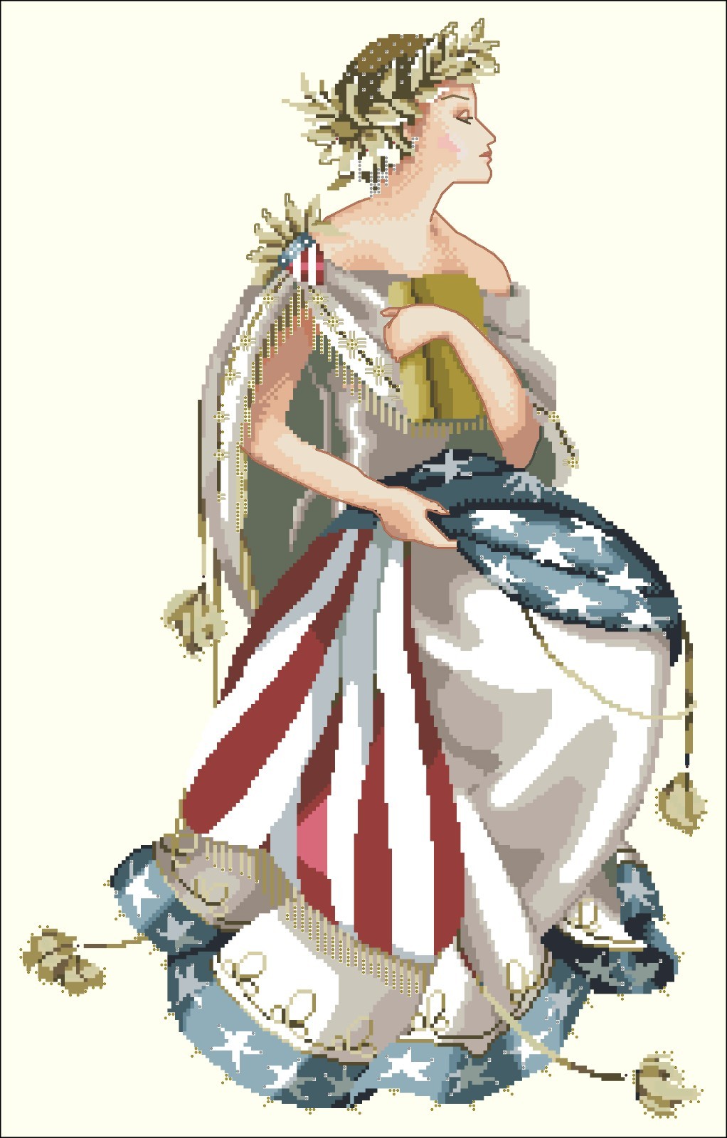 Queen of Freedom Cross Stitch Pattern Patriotic America Independence Day USA