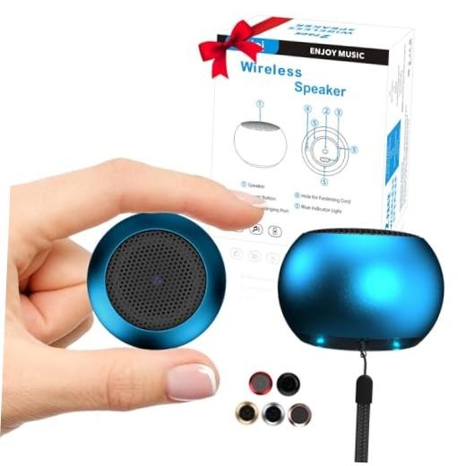 2tooth Mini Speakers, 3W Small Portable Wireless Speaker with Lanyard, Blue